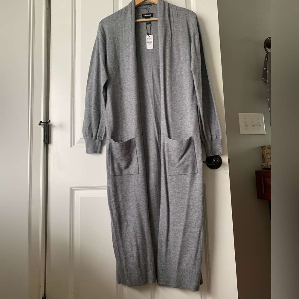 Express Ultra Soft Balloon Sleeve Duster Cardigan - Picture 7 of 9